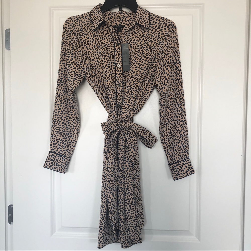 NWT Ann Taylor Leopard Print Shirt Dress